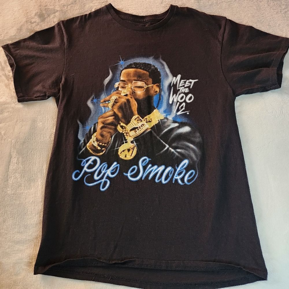 Pop Smoke Black Tshirt With Graphics Size Medium